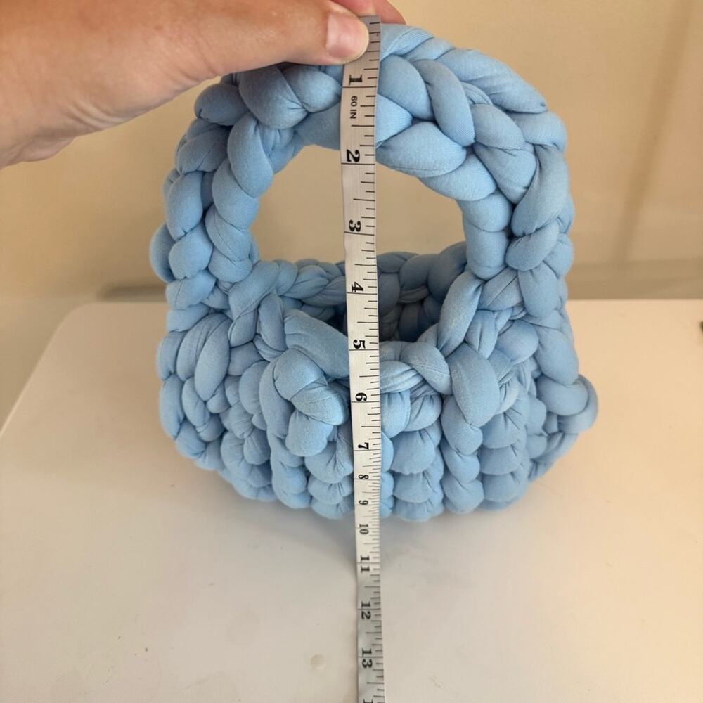 The Mel Mini Chunky Knit Handmade Crochet Handbag Light Blue Small - Picture 9 of 10